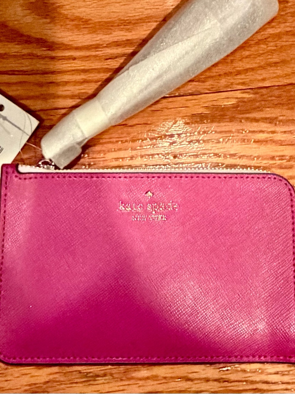 kate spade Hot Pink Saffiano Wristlet with Gold Logo